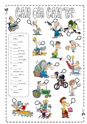 English Worksheet: CAN OR CANT ? MATCHING ACTIVITY - FULLY EDITABLE