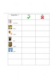 English Worksheet: Class Survery