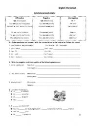 English Worksheet: verbe to be