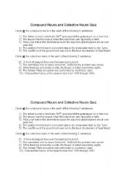 English Worksheet: Compound and Collective Nouns Quiz