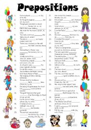English Worksheet: Prepositions (Editable with answers)