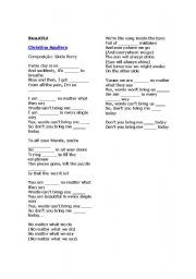 English Worksheet: Christina Aguilera - Beautiful