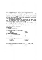 English worksheet: Reading Comprehension