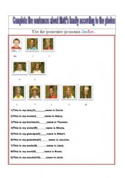 English worksheet: possessive  adjectives his &her