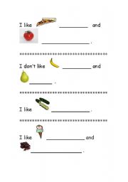 English worksheet: like/dont like