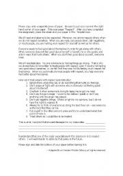 English worksheet: discipline essay