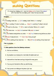 English Worksheet: making questions 1