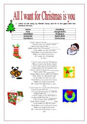 English Worksheet: All I want for Christmas is you