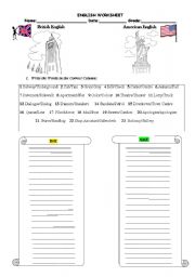 English Worksheet: British English vs American English