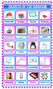 English Worksheet: OBJECTS OF THE BEDROOM