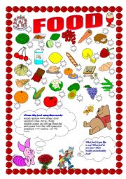 English Worksheet: FOOD.  Learning with fun!