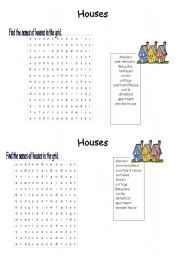 English worksheet: houses