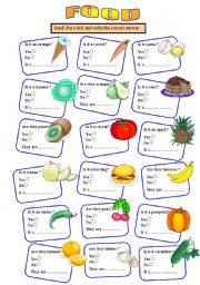 English Worksheet: Revision food