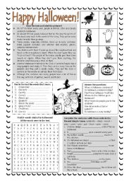 English Worksheet: simple halloween reading