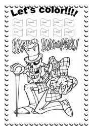 English Worksheet: HALLOWEEN - LETS COLOR