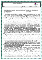 English Worksheet: test about bottled water