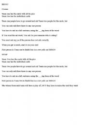 English Worksheet: Bingo