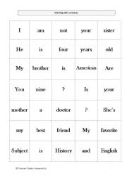 English Worksheet: Sentences in pieces
