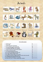 English Worksheet: Animals!