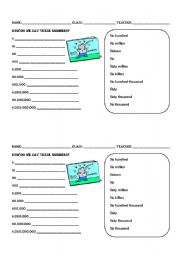 English Worksheet: Big Numbers