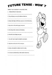 English worksheet: FUTURE TENSE  WONT