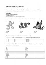 English worksheet: Animals and their attributes