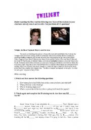 English Worksheet: twilight (film) worksheet