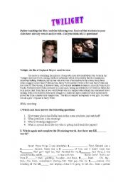 twilight (film) worksheet