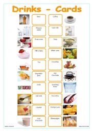 English Worksheet: Drinks - Cards