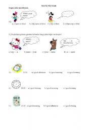 English worksheet: test for the grade 4th 