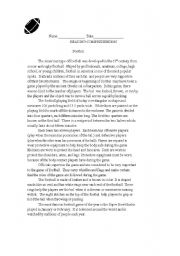 English Worksheet: Football- reading