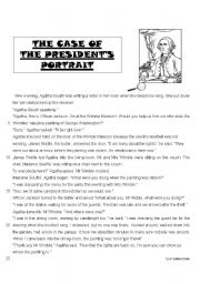 English Worksheet: The Case of the Presidents Portrait