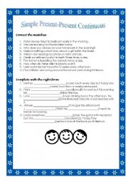 English worksheet: Practice on Simple Present and Present Continuous