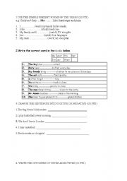 English Worksheet: a simple exam