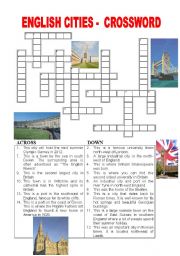 English Worksheet: English cities - crossword