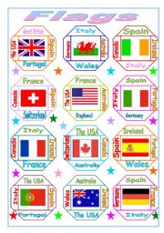 English Worksheet: Flags