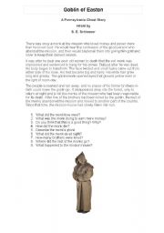 English worksheet: comprehension about the supernatural