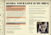 English Worksheet: Lessons with Music 4: OBSESSION (Kesha: Your Love Is My Drug)