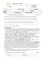 English Worksheet: Teens problems