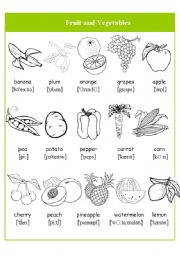 English Worksheet: Fruit and Vegetables