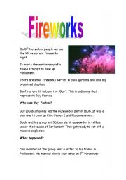 English Worksheet: Fireworks