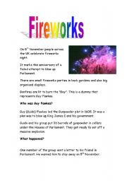 English worksheet: Fireworks