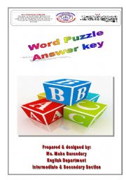 English worksheet: Answer key to my word puzzle