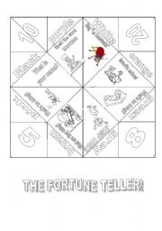 English Worksheet: THE ACTION WORDS FORTUNE TELLER- with instructions
