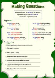 English Worksheet: making questions 3