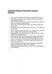 English worksheet: Playdate Rules