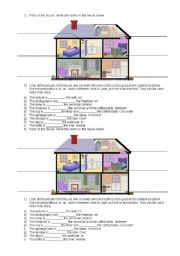 English Worksheet: Parts of the house - prepositions of place