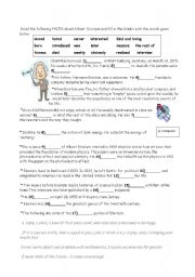 English Worksheet: Some Facts about  Albert Einstein