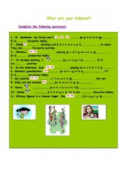 English worksheet: Pastimes