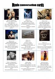 English Worksheet: Conversation cards - films and pictures